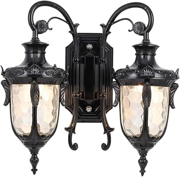 European Waterproof Outdoor Wall Light,2-Heads AlumiExpression artistique m Metal Victoria Sconce,E26 Minimalist | Lumora