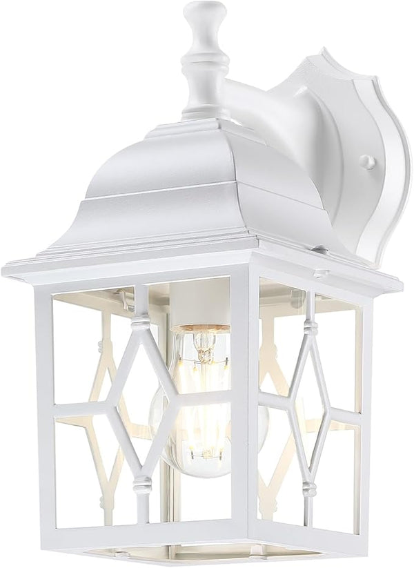LIT-PaTH Outdoor Wall Lantern, White Large Exterior Wall Light Fixture, E26 Base, Anti-Rust Aluminum Porch Lighting | Lumora