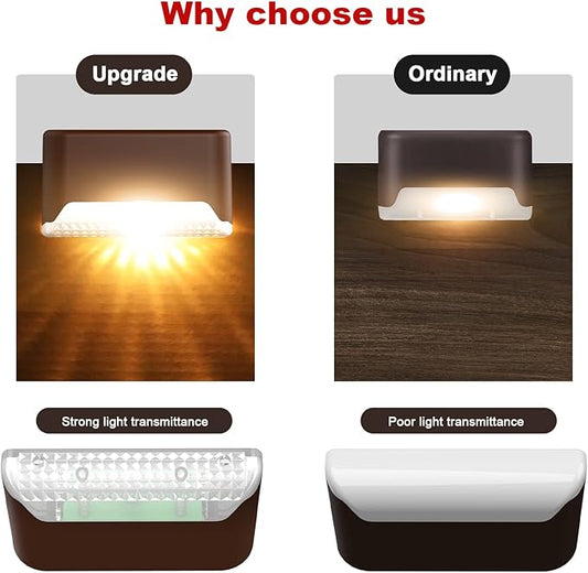 pearlstar Solar Deck Lights Outdoor,24 Pack Solar Deck Lights Outdoor Waterproof Led,for Stairs,Step,Fence,Yard,Patio,Driveway,Pathway,Yard,Backyard and Garden(Brown)