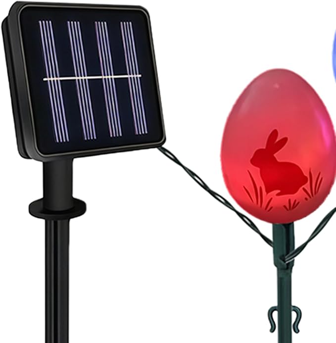 10 Easter Bunny Lamps, Solar-Powered Easter Lamps, 3.5m Holiday Lighted Decoration with Stakes | EasterEgg String | Lumora