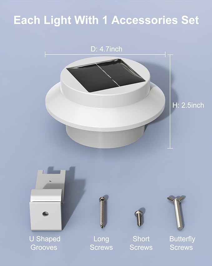 8 Pack White Solar Powered Clip On Gutter Mount Lights Outdoor Waterproof LED Fence Lamp for Lighting Rainspout | Lumora