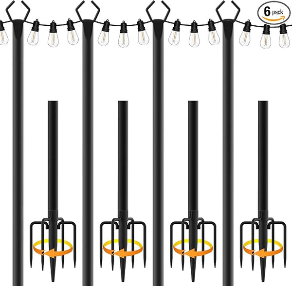 4 Pack 10 ft Heavy Duty Metal String Light Poles Adjustable Outdoor Lighting Stand for Patio,Backyard,Garden,Party | Lumora