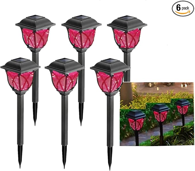 6 Pack LED Solar Lights Outdoor Waterproof, Garden Pathway Landscape Decor Auto On Off Solar Powered Lights for Patio Driveway Walkway Lawn Yard