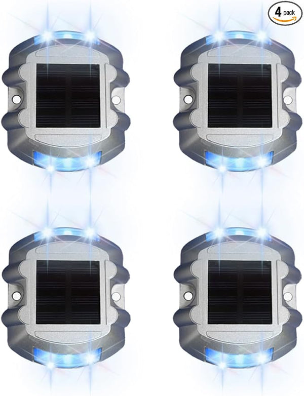 Wokyo Waterproof Solar Deck Lights Outdoor, 4 Pack Solar Sidewalk Lights Heat Resistant LED Warning Step Lights | Lumora