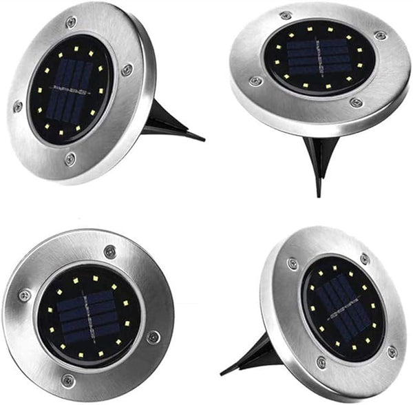 Ulalaza 4Pcs Solar Ground Lights 16 LED Waterproof Outdoor Garden Lights for Yard Driveway Lawn Pathway (Warm White) | Lumora