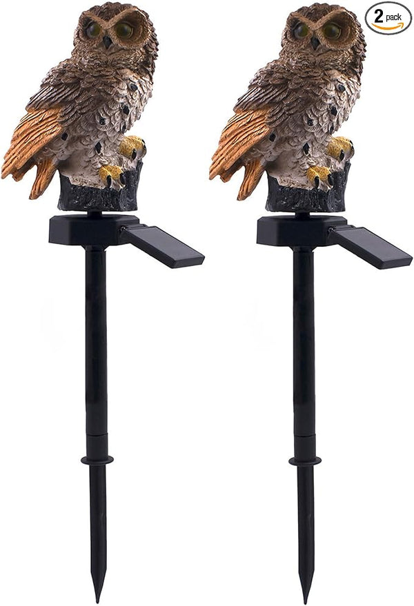 2 Packs Outdoor LED Owl Ground Plug-in Lawn Lamps, Solar Garden Stake Light, Courtyard Ground Solar Energy | Lumora