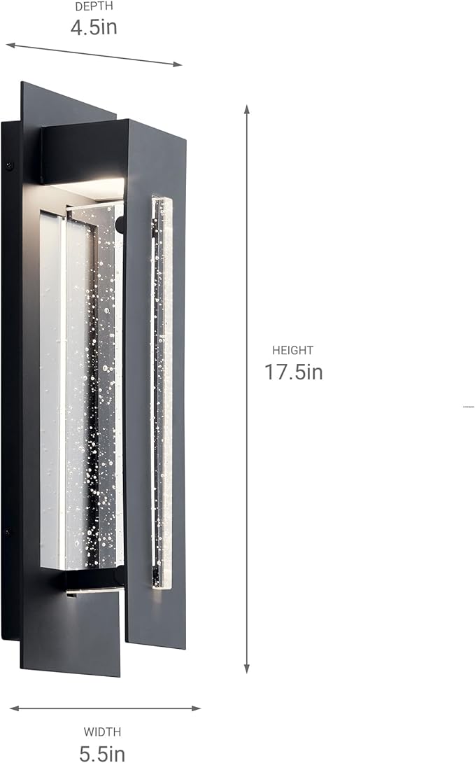 Kichler River Path Contemporary 1 Light LED Outdoor Wall Mount in Olde Bronze Finish with Clear Seeded Glass Panel | Lumora