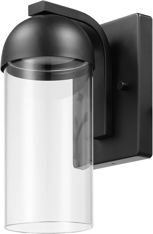 GLOBE Electric 60000023 12W LED Integrated Outdoor Wall Sconce, Matte Black, Clear Glass Shade, Porch Light, Wall | Lumora
