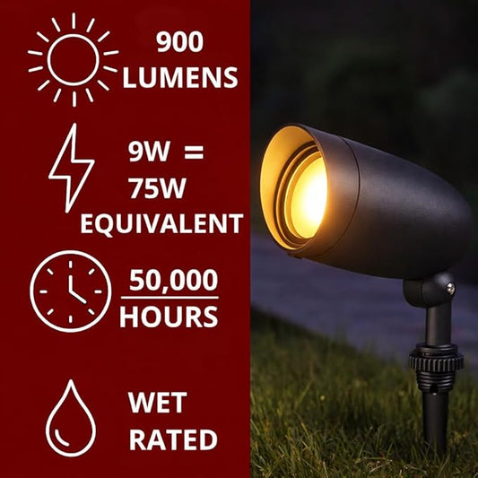 Nuvo Lighting 62/1203 LED Landscape Flood Fixture, Dark Gray, 9W, 120V, 3000 Kelvin Temp, 900 Lumens Output, 50000 Average Rated Hours, Circular LED Module Bulb, Rugged Construction 6.25 in