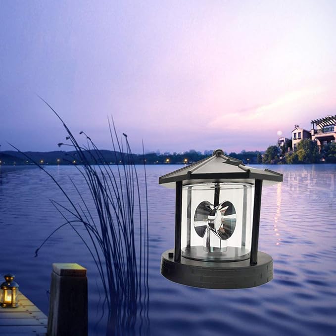 15 * 15 * 17cm Solar Lighthouse Rotating Light, Led Rotating Lighthouse Beacon Lamp Rotating Outdoor Decorative | Lumora
