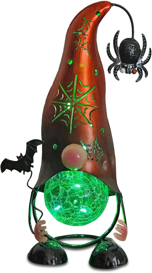 Halloween Decorations Outdoor Gnome Solar Lights, Color Changing LED Lights with Spider Web Hollowed-Out Hat | Lumora