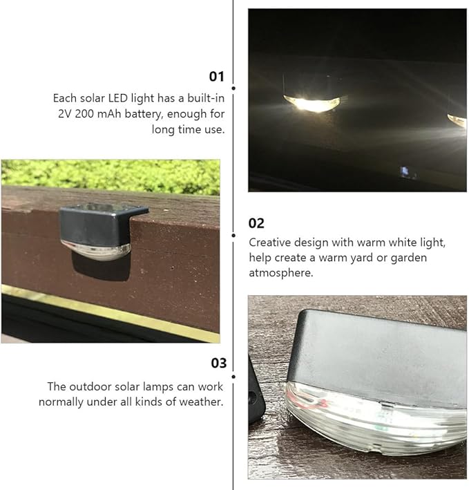 Zerodeko 4pcs Solar Powered LED Outdoor Stair Lights Waterproof Pathway Lamps Warm White Step Lighting for Garden | Lumora