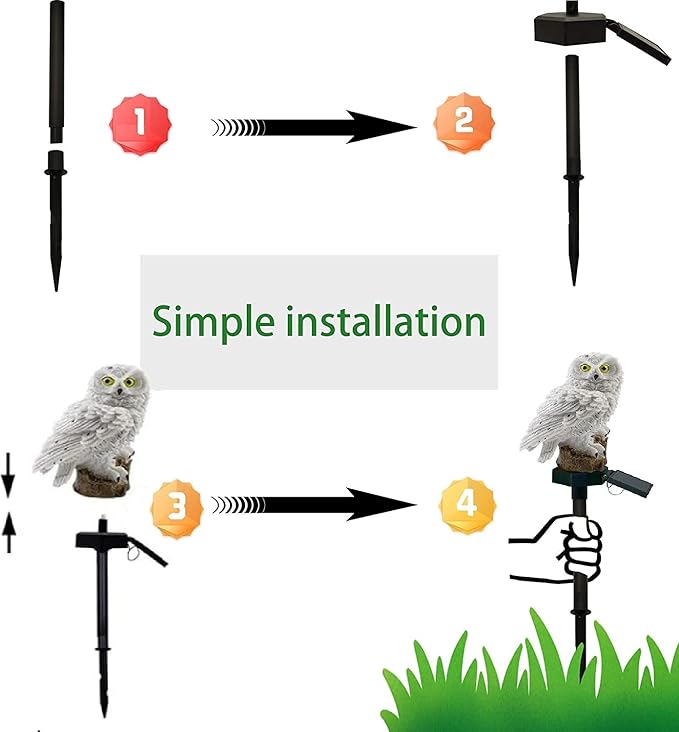Garden Solar Lights Outdoor, Owl Shape Waterproof LED Decorations Landscape Lighting for Pathway Walkway Yard Patio Lawn Wedding Party (White)