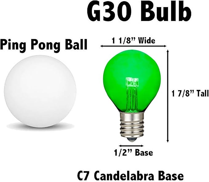 Novelty Lights 25 Pack G30 Glass LED Globe Bulbs, String Light Replacement Bulbs, E12 Candelabra Base, Energy | Lumora