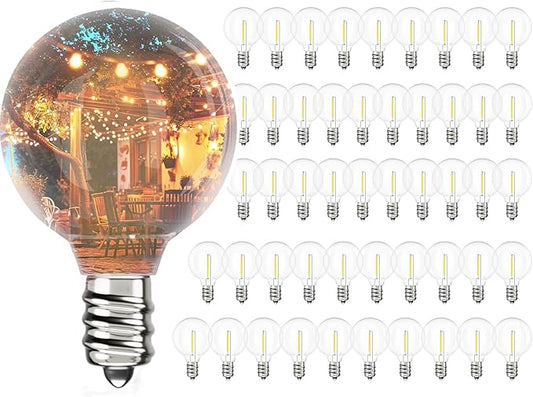 Svater Outdoor String Lights 150FT with 50 Pack Replacement Bulbs for Bistro Backyard Cafe Market, Warm White 2700K
