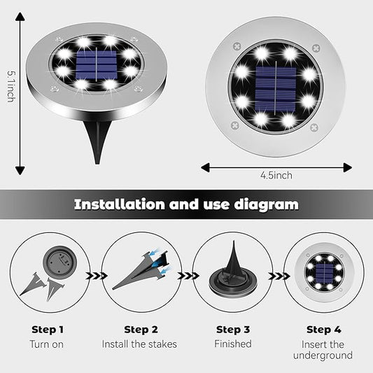 Solar Lights Outdoor 12 Pack, Solar Garden Outdoor Waterproof Pathway Lights Bright In-Ground Light Outdoor Lighting Decor for Lawn, Patio, Yard, Driveway, Step and Walkway White Light