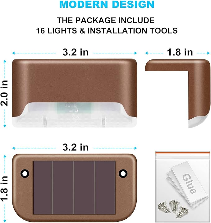 DenicMic 3 Pack Solar Deck Lights Fence Post for Patio Pool Stairs Step, Waterproof LED Outdoor (Warm White)