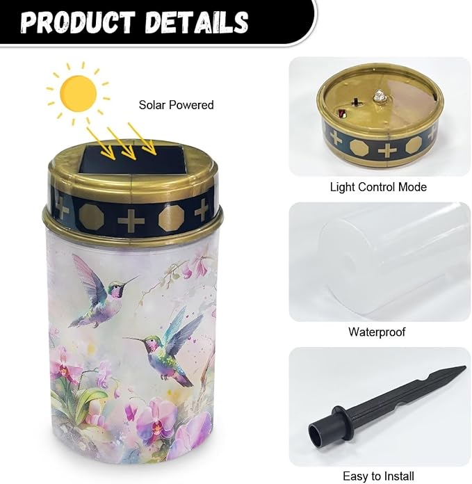 Flower Hummingbird Solar Lights Outdoor Waterproof in Memory of Loved Ones and Friends