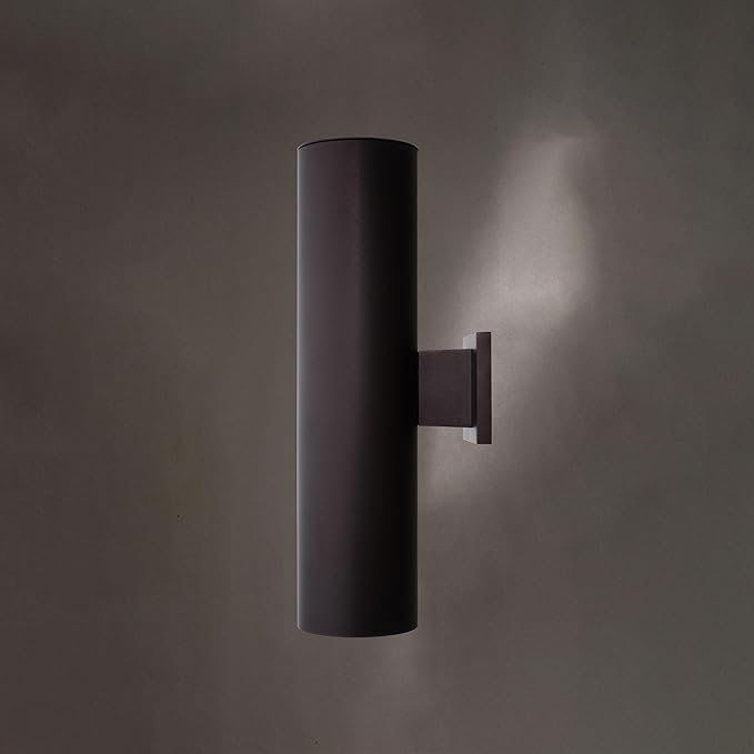 VAXCEL Chiasso 20 in. H 2-Light Deep Bronze Outdoor Wall Sconce Made of Rust-Resistant Aluminum, Metal Shade | Lumora