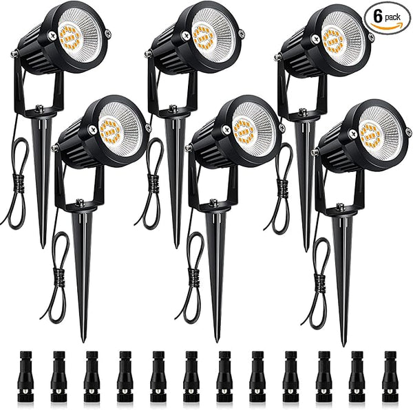 7W Low Voltage LED Landscape Lights with Connectors Outdoor 12V Super Warm White (900LM) Waterproof Garden Pathway | Lumora