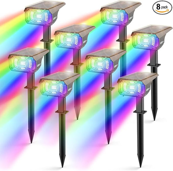 Solar Spotlights Outdoor, 40 LED s Color Changing RGB Waterproof Landscape Lights with 9 Light Modes, Colored Solar | Lumora