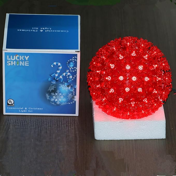 LUCKY SHINE 7.5" Starlight Sphere Lights with 100 Count Red LED Lights, UL Listed and Commercial Grade, for Indoor and Outdoor Christmas Trees, Proches, Patio.