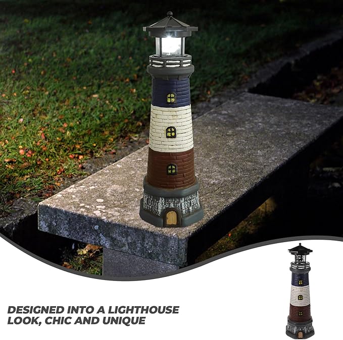 Garden Statues Solar Lights:Garden Statues Lighthouse with Solar Lights Outdoor Lanterns Decoration for Garden Yard