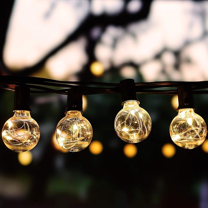 OMIKA 50FT Outdoor String Lights, Patio Light Outdoor Waterproof with 50+2 Shatterproof Dimmable G40 Bulbs, Color Changing LED Outside Light Connectable Hanging Lights for Pergola Backyard Party