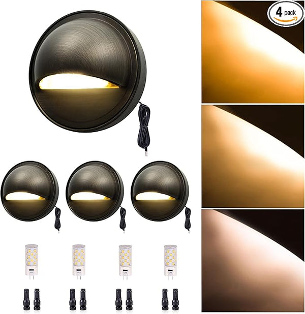 Gardenreet Solid Brass Deck Lights - Low Voltage LED Step Lights Outdoor, 12V Landscape Hardwired Waterproof Bronze | Lumora