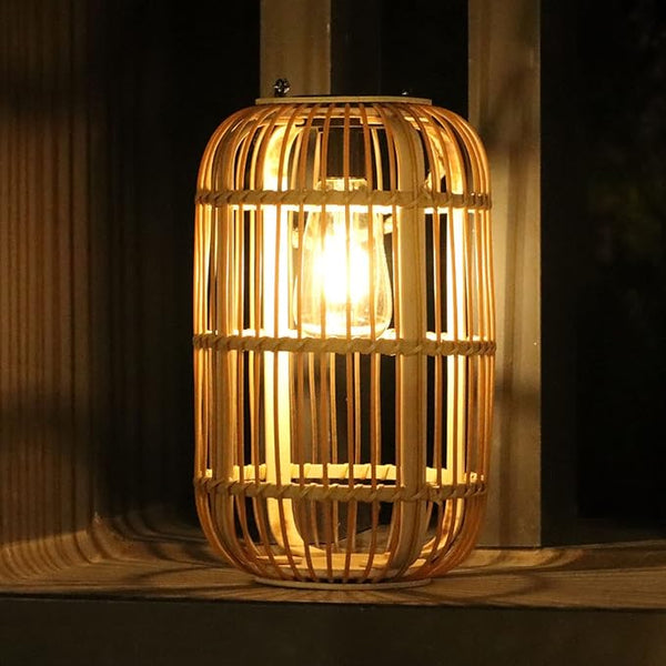 Livinlarge Solar Lantern Outdoor Waterproof, Large Rattan Solar Lantern Outdoor Hanging with Handle, Natural Bamboo | Lumora
