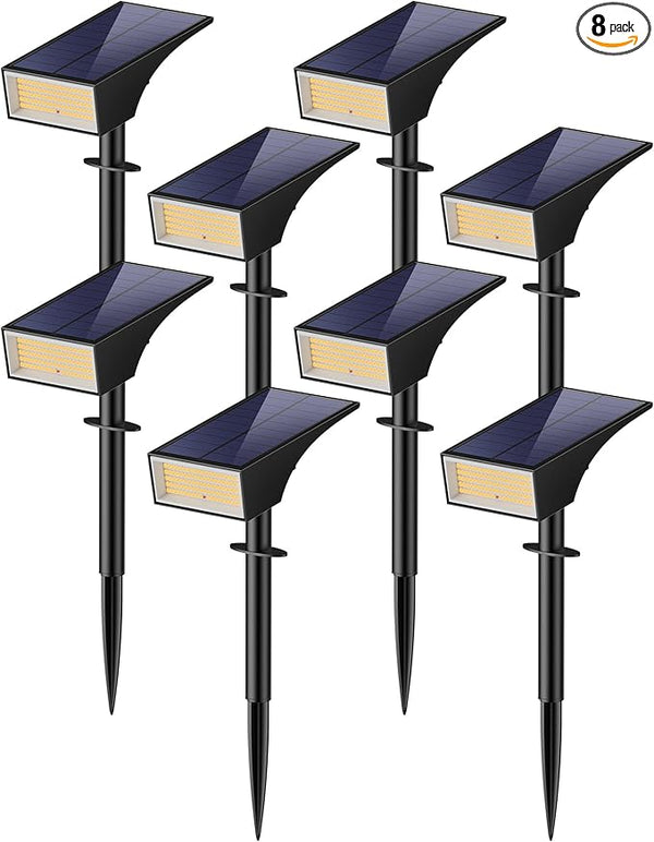 Koicaxy Solar Lights Outdoor Waterproof 8 Pack IP65, 100 LEDs 4 Light Modes, Higher Charging Efficiency, Auto | Lumora