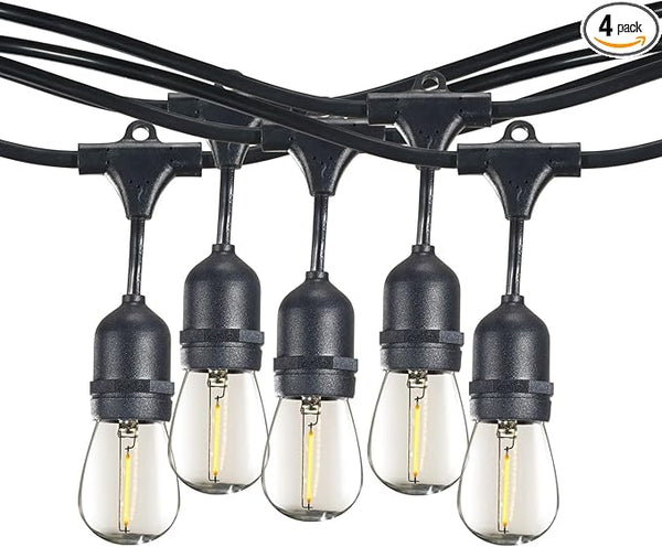 Diodesy- 48Ft LED Outdoor String Lights with S14 Shatterproof Bulb & 15 Hanging Socket Commercial Grade E26 Medium | Lumora