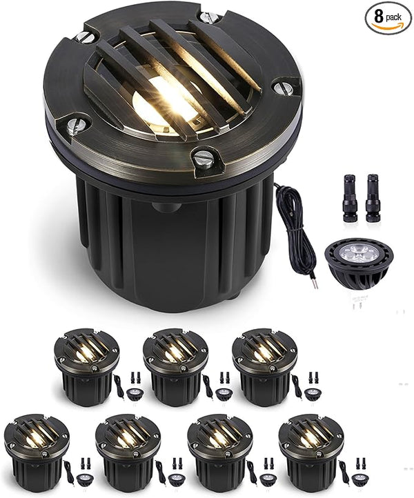 Gardenreet Low Voltage Brass Well Lights - LED 12V In-Ground Replaceable Bulb Weatherproof - Outdoor Path Light | Lumora