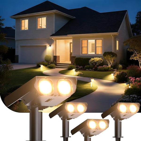 Solar Spot Lights Outdoor Adjustable Beam & PC Light Guide Column, 4 Pack Solar Lights Outdoor Waterproof IP65, 2 | Lumora