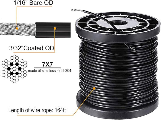 String Light Hanging Kit, Outdoor Lights Hanging Kit, Globe String Lights Suspension Kit, Outdoor Light Guide Wire, String Light Cable Hanging Kit Include 182 FT Wire Rope Cable Turnbuckle and Hooks