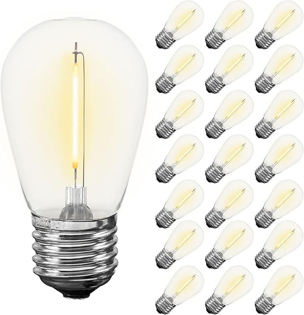 Novelty Lights Outdoor String Light Replacement Bulbs, 25 Pack S14 LED Edison Shatterproof Plastic, E26 Base | Lumora