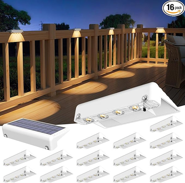VOLISUN Solar Deck Lights 16 Pack, Warm White Glow LED Large Size Lamp, IP65 Waterproof Step Lights Outdoor for | Lumora
