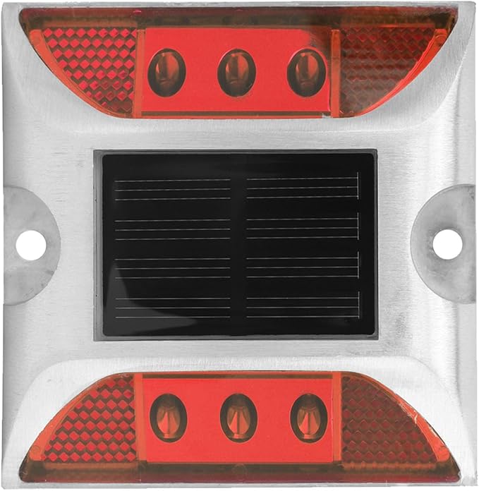 Driveway Solar Pathway Lights, LED Ground Lights Cast Aluminium with 800mAh Battery for Road Garden Yard (Red)