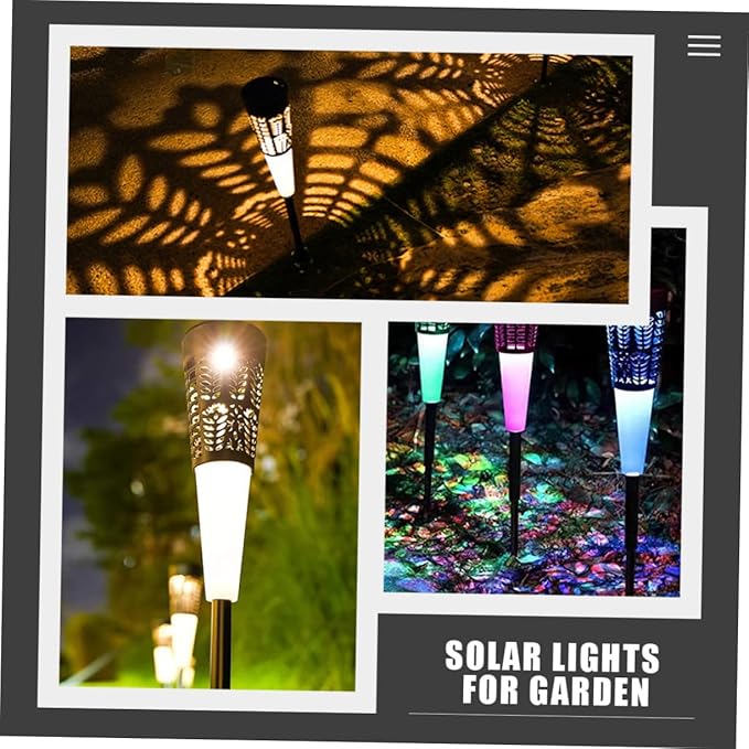 Totority 6pcs Solar Garden Stake Light Solar Outdoor Decorative Lights Warm Glow for Pathway Lawn and Courtyard Easy Installation Unique Hollow Design for Beautiful Ground Patterns