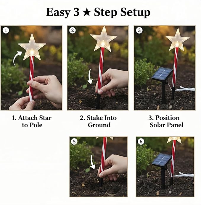 Solar Christmas Pathway Lights - 5 Designs (Star, Snowflake, Santa, Bell), Auto On/Off, Waterproof Warm White LED | Lumora