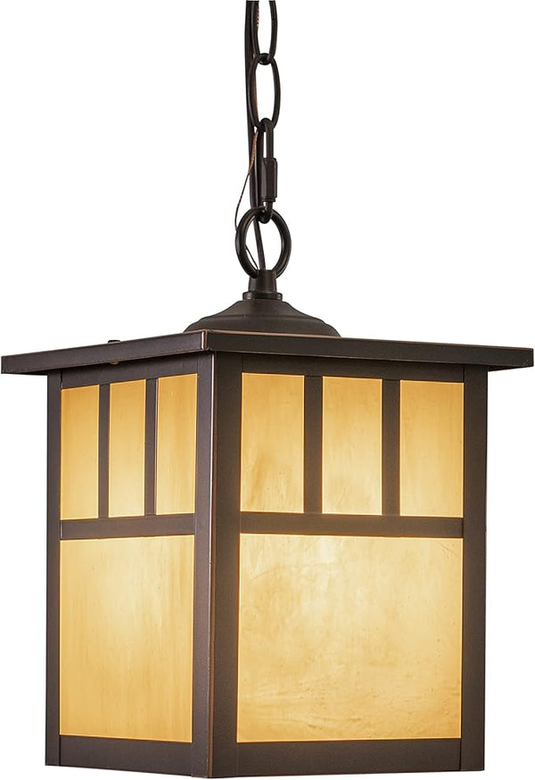 VAXCEL Mission 1 Light Bronze Outdoor Lantern Pendant Honey Glass | Lumora