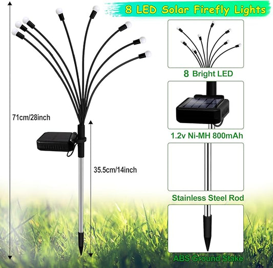 Kohlrabi Solar Garden Lights Outdoor, 10 Pack 80 LED Warm White Firefly Lights Waterproof, Sway by Wind, Solar Wind Swaying Light for Yard Patio Backyard Garden Flower Bed Pathway Decoration
