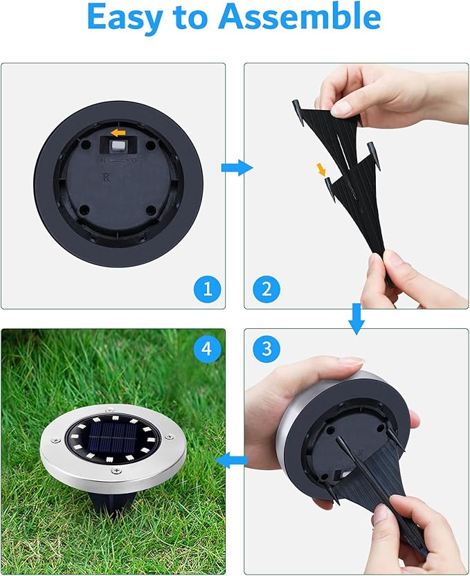 Biling Solar Ground Lights Outdoor 8 Packs, 12 LEDs Bright Flat Solar Lights Outdoor Waterproof Solar Powered for | Lumora