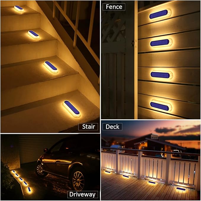 YiLaie Solar Step Lights Outdoor Waterproof, Warm White Solar Stair Lights Outdoor Solar Powered, Small Solar | Lumora