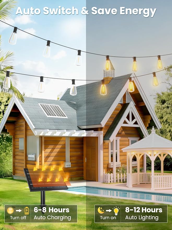 Svater 50FT ST38 Solar String Lights Outdoor with Remote + G40 50FT Patio String Lights | Lumora