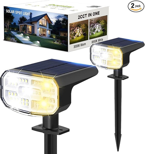 DAMINY Solar Spotlights Outdoor Waterproof IP65,2 CCT(Warm White & Cool White),4 Lighting Modes Solar spot Lights | Lumora