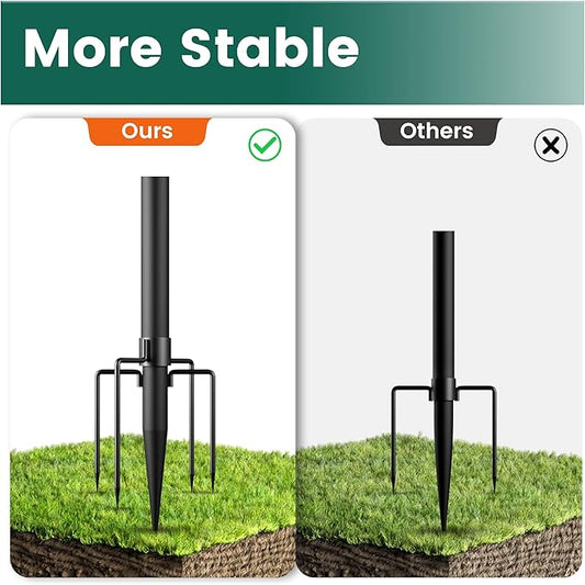 OHLUX 4 Pack 10FT String Light Poles, Outdoor Poles with Fence Brackets for Hanging Lights, Metal Stand for Patio, Backyard, Yard, Deck