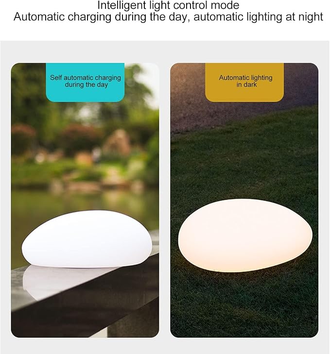 Solar Garden Light, Solar Pathway Lights Color Changing Outdoor Waterproof PE 1500mAh Colorful Light Stone Landscape Lamp for Pathway Lawn