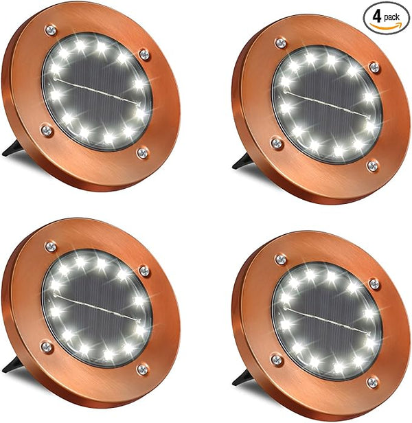 Outdoor In-Ground Lights Solar Disc Lights Outdoor Garden In Ground Landscape Light 4 Pack 12 led for Pathway Yard | Lumora