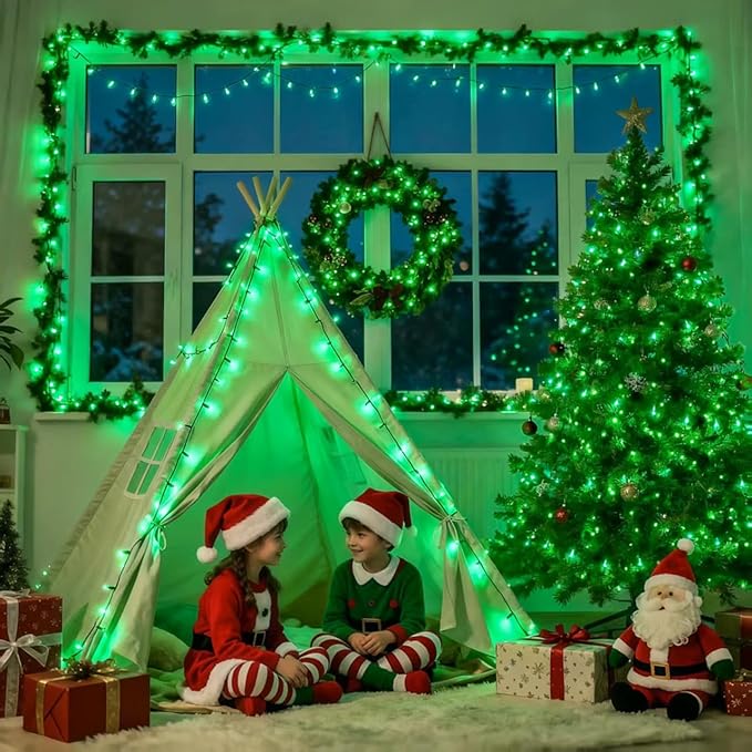 JMEXSUSS 500 LED Green Christmas Lights, 8 Modes St Patrick's Day Lights Outdoor Plug in, 173ft Green String Light for St Patrick's Day Party Xmas Tree Decorations